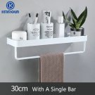 30cm towel bar white_Black / White Bathroom Shelf Shampoo Holder Kitchen Storage Rack Bathroom Hardw