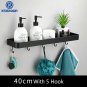 40cm 5 hook black_Black / White Bathroom Shelf Shampoo Holder Kitchen Storage Rack Bathroom Hardware