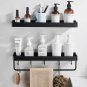 40cm 5 hook black_Black / White Bathroom Shelf Shampoo Holder Kitchen Storage Rack Bathroom Hardware