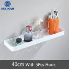 40cm 5 hook white_Black / White Bathroom Shelf Shampoo Holder Kitchen Storage Rack Bathroom Hardware