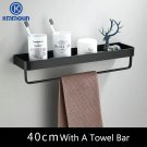 40cm towel bar black_Black / White Bathroom Shelf Shampoo Holder Kitchen Storage Rack Bathroom Hardw