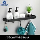 50cm 5 hook black_Black / White Bathroom Shelf Shampoo Holder Kitchen Storage Rack Bathroom Hardware