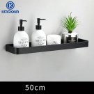 50cm single black_Black / White Bathroom Shelf Shampoo Holder Kitchen Storage Rack Bathroom Hardware
