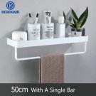 50cm towel bar white_Black / White Bathroom Shelf Shampoo Holder Kitchen Storage Rack Bathroom Hardw