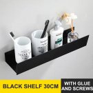 30cm Black_Bathroom Shelf Organizer Wall Mount Shower Shampoo Soap Cosmetic Shelves Kitchen Storage 