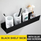 50cm Black_Bathroom Shelf Organizer Wall Mount Shower Shampoo Soap Cosmetic Shelves Kitchen Storage 
