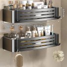 Black A-2 PCS_1-3PCS No-Drill Bathroom Shelf Bathroom Corner Shelf Wall Mounted Shower Rack Bathroom