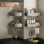Gray A-2 PCS_1-3PCS No-Drill Bathroom Shelf Bathroom Corner Shelf Wall Mounted Shower Rack Bathroom