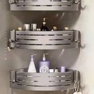 Gray B-3 PCS-Hook_1-3PCS No-Drill Bathroom Shelf Bathroom Corner Shelf Wall Mounted Shower Rack Bath