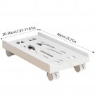WHITE_CPU Stand with Rolling Adjustable Mobile CPU Holder Stand Telescopic Computer Tower Trolley Co