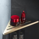 Brushed Gold_Fashions Stainless Steel Gunmetal Gray Bathroom Shower Gel Storage Triangle Stand Bathr