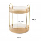 2 Layers Gold_Bathroom Storage Shelves Kitchen Organizer Rack 360° Rotating Home Desktop Skincare S