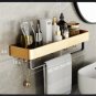 40cm hook bar_Bathroom Shelf Wall Mounted Bathroom Storage Organizer Holder Corner Shelf Brushed Gol