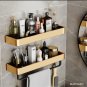 40cm hook bar_Bathroom Shelf Wall Mounted Bathroom Storage Organizer Holder Corner Shelf Brushed Gol