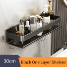 Black 30cm-1_Black Kitchen Shelf  Screw installation Makeup Organizer Mental Corner Shelf Storage Sh