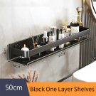 Black 50cm-1_Black Kitchen Shelf  Screw installation Makeup Organizer Mental Corner Shelf Storage Sh