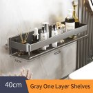 Gray 40cm-1_Black Kitchen Shelf  Screw installation Makeup Organizer Mental Corner Shelf Storage She