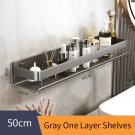 Gray 50cm-1_Black Kitchen Shelf  Screw installation Makeup Organizer Mental Corner Shelf Storage She