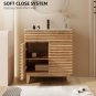 Light Walnut_30" Bathroom Vanity with Sink Combo Mid-Century Floor Cabinet Set with Wood Stripes, Ad