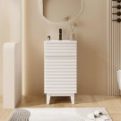 Mixed White_30" Bathroom Vanity with Sink Combo Mid-Century Floor Cabinet Set with Wood Stripes, Adj