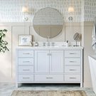 White-White Quartz_61"White Bathroom Vanity with 1.5" Edge Pure White Quartz Countertop & Backsp
