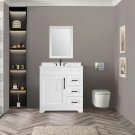 30 RZC30_48" Luxurious Bathroom Vanity with White Stone Countertop and rectangle Sink and Back Splas