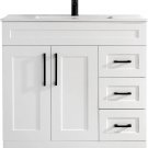 36inch_48" Luxurious Bathroom Vanity with White Stone Countertop and rectangle Sink and Back Splash,