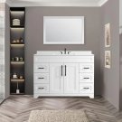 48 RZC48_48" Luxurious Bathroom Vanity with White Stone Countertop and rectangle Sink and Back Splas