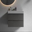 White_24 Inch Bathroom Vanity with Sink, Large Storage Wall Mounted Floating Bathroom Vanity, One-Pi