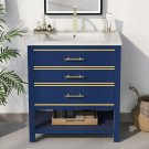 Blue_30 Inch Bathroom Vanity, Sink Combination Set, Ceramic Sink Under The Table, Multifunctional St