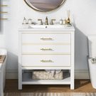 White_30 Inch Bathroom Vanity, Sink Combination Set, Ceramic Sink Under The Table, Multifunctional S
