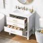 White_30 Inch Bathroom Vanity, Sink Combination Set, Ceramic Sink Under The Table, Multifunctional S