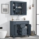 Blue-3 Sets_36 "vanity with Integrated Resin Sink and Mirror Cabinet Storage Rack, Independent Singl