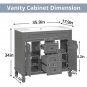Blue-3 Sets_36 "vanity with Integrated Resin Sink and Mirror Cabinet Storage Rack, Independent Singl