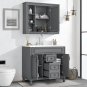 Gray-3 Sets_36 "vanity with Integrated Resin Sink and Mirror Cabinet Storage Rack, Independent Singl