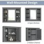 Gray-3 Sets_36 "vanity with Integrated Resin Sink and Mirror Cabinet Storage Rack, Independent Singl