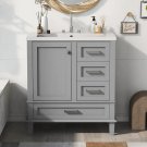 Grey_Bathroom Vanity Cabinet Sink 30”,Single Sink Top Combo Set with Drawers Storage,Bathroom Sink