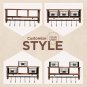 Rustic Brown_Wall Mounted Shelf with Hooks & Storage Basket, 6 Hooks & Hanging Shelf, Wall