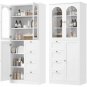 Bathroom storage cabinet, 71 inch high bathroom cabinet with glass doors and adjustable shelves