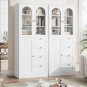 Bathroom storage cabinet, 71 inch high bathroom cabinet with glass doors and adjustable shelves