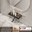 Black 30CM B_Bathroom U-Shaped Rack Wall Mount Floating Shelf Over Sink Organizer Wash Basin Groove 