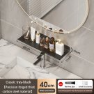 Black 40CM B_Bathroom U-Shaped Rack Wall Mount Floating Shelf Over Sink Organizer Wash Basin Groove 