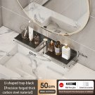 Black 50CM A_Bathroom U-Shaped Rack Wall Mount Floating Shelf Over Sink Organizer Wash Basin Groove 