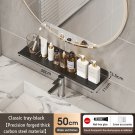 Black 50CM B_Bathroom U-Shaped Rack Wall Mount Floating Shelf Over Sink Organizer Wash Basin Groove 
