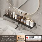 Black 60CM B_Bathroom U-Shaped Rack Wall Mount Floating Shelf Over Sink Organizer Wash Basin Groove 
