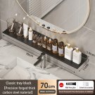 Black 70CM B_Bathroom U-Shaped Rack Wall Mount Floating Shelf Over Sink Organizer Wash Basin Groove 