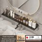 Black 70CM B_Bathroom U-Shaped Rack Wall Mount Floating Shelf Over Sink Organizer Wash Basin Groove