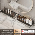 Black 78CM A_Bathroom U-Shaped Rack Wall Mount Floating Shelf Over Sink Organizer Wash Basin Groove 