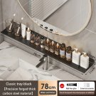 Black 78CM B_Bathroom U-Shaped Rack Wall Mount Floating Shelf Over Sink Organizer Wash Basin Groove 