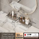 Gray 50CM_Bathroom U-Shaped Rack Wall Mount Floating Shelf Over Sink Organizer Wash Basin Groove Rac